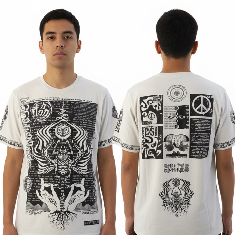 The Rage Nation Apparel "Free Your Mind Ying Yang" T-Shirt in white M